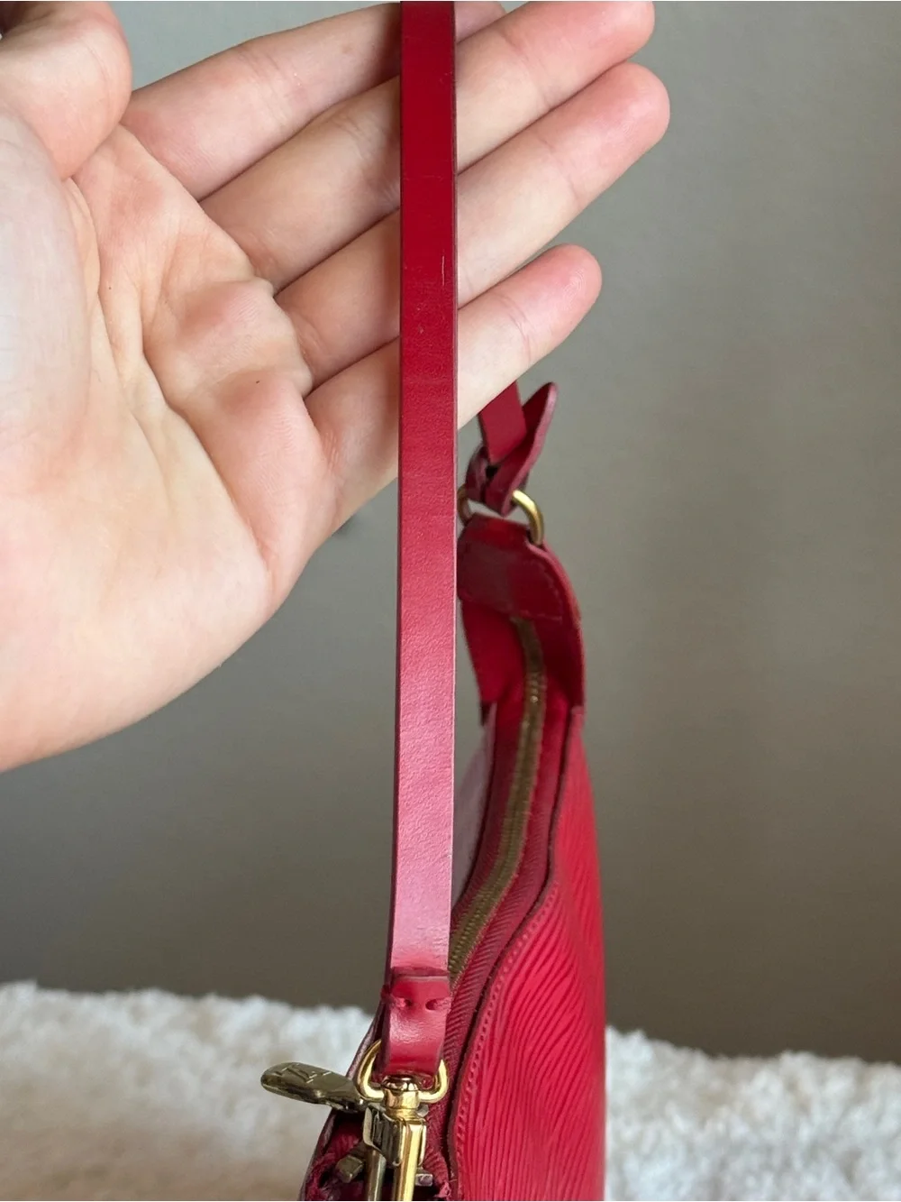 Louis Vuitton Red Epi Leather Mini Pochette with Top Handle
